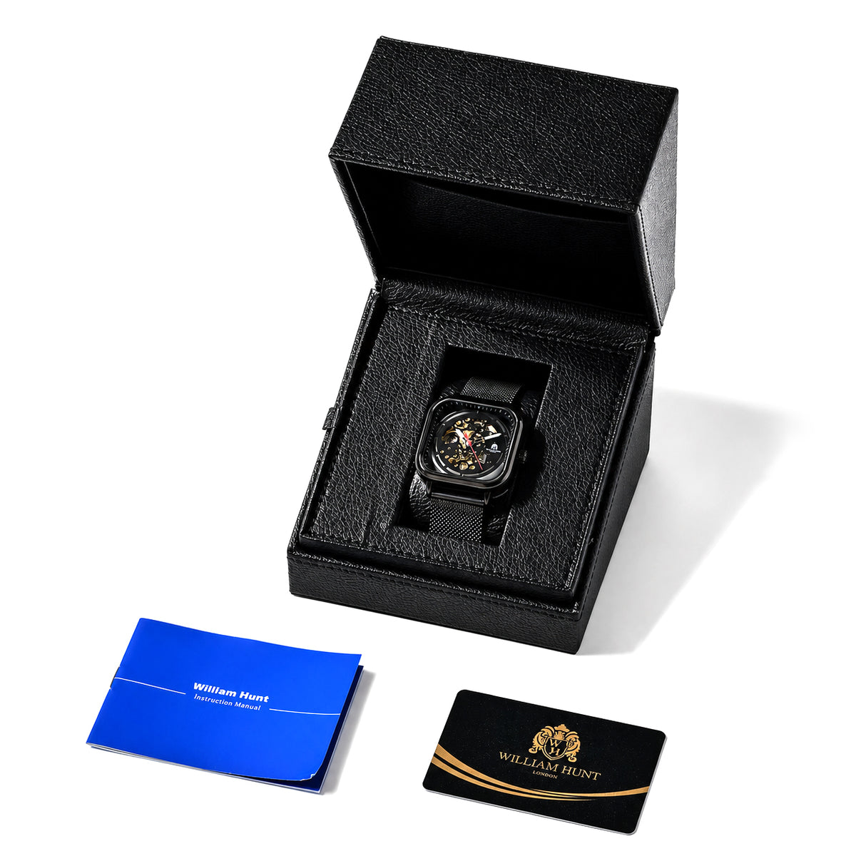 William Hunt Automatic Mechanical Movement 5ATM Watch with Adustable Mesh Strap - Black 8686615 7