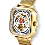 William Hunt Hollow Automatic Mechanical Movement 5ATM WR White Hollow Dial & IPS Plating 304 Stainless Steel Case Mens Watch with Stainless Steel Mesh Strap_8686617_2
