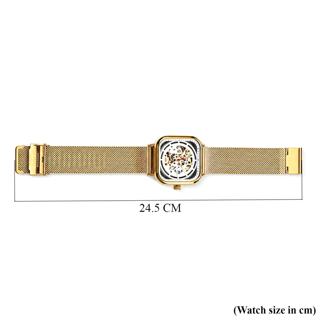 William Hunt Hollow Automatic Mechanical Movement 5ATM WR White Hollow Dial & IPS Plating 304 Stainless Steel Case Mens Watch with Stainless Steel Mesh Strap_8686617_6