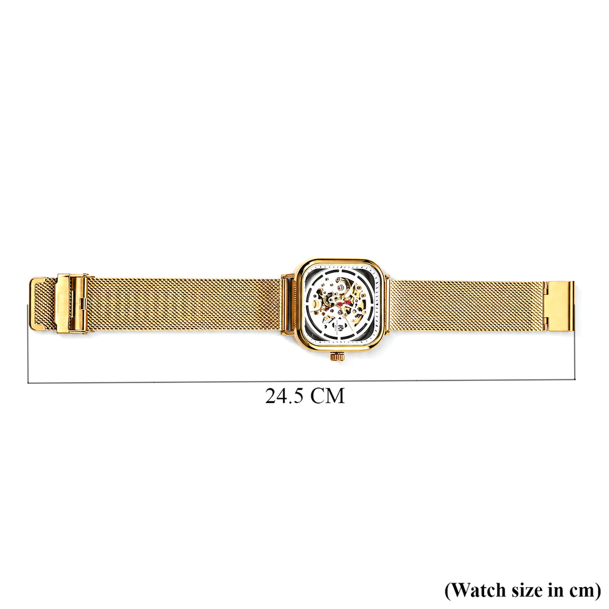 William Hunt Hollow Automatic Mechanical Movement 5ATM WR White Hollow Dial &amp; IPS Plating 304 Stainless Steel Case Mens Watch with Stainless Steel Mesh Strap 8686617 7