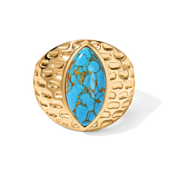 EverTrue - Blue Turquoise Solitaire Ring in Yellow Gold Tone 3.90 Ct. 8686634 1