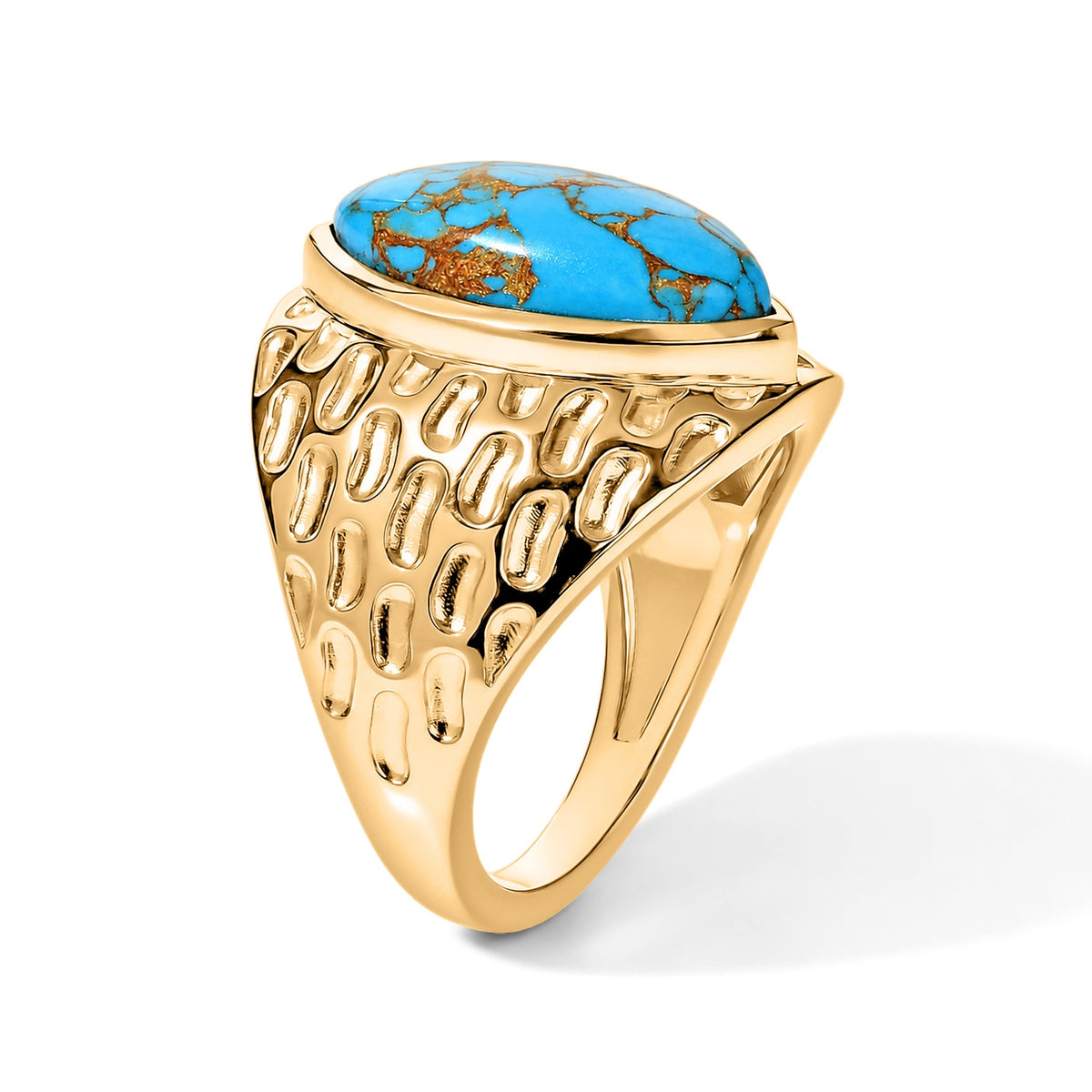 EverTrue - Blue Turquoise Solitaire Ring in Yellow Gold Tone 3.90 Ct. V32579521 4