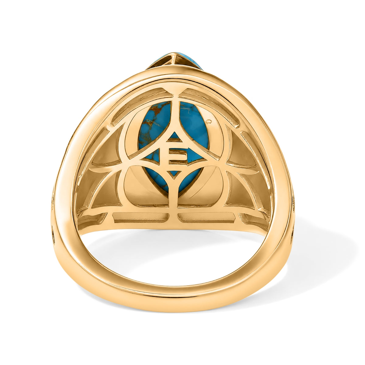EverTrue - Blue Turquoise Solitaire Ring in Yellow Gold Tone 3.90 Ct. V32579521 5