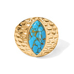 EverTrue Blue Turquoise Solitaire Ring Pure Yellow Brass  3.916  Ct._8686638