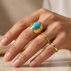 EverTrue Blue Turquoise Solitaire Ring Pure Yellow Brass  3.916  Ct._8686638_2
