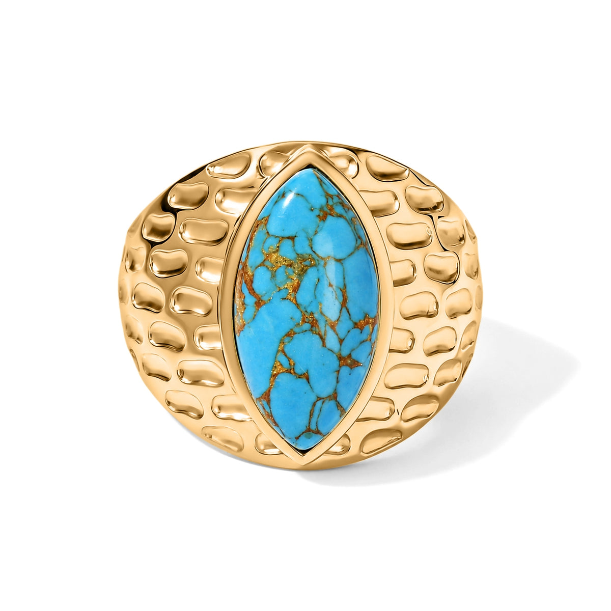 EverTrue - Blue Turquoise Solitaire Ring in Yellow Gold Tone 3.90 Ct. V32575454 0