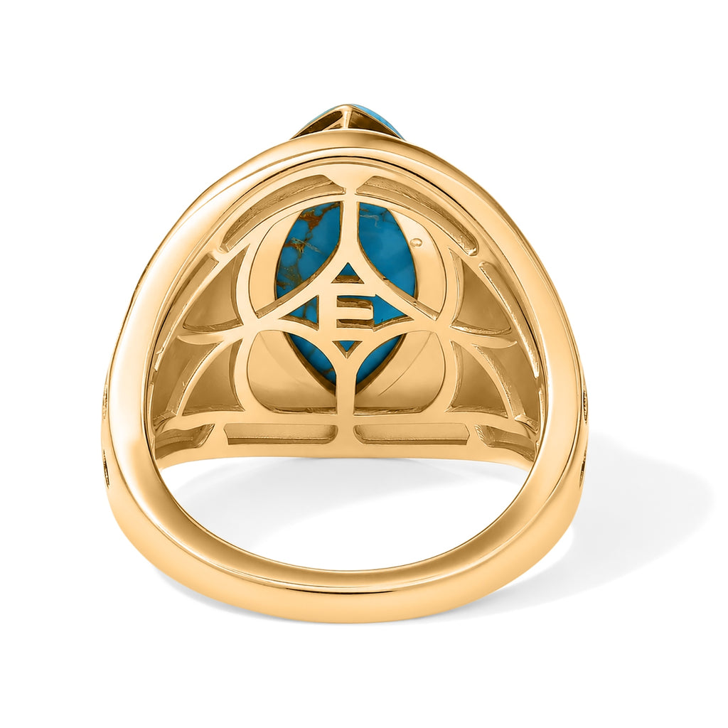 EverTrue Blue Turquoise Solitaire Ring Pure Yellow Brass  3.916  Ct._8686642_4