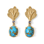 EverTrue Blue Turquoise, Iolite Fancy Earring Pure Yellow Brass  5.328  Ct._8686823