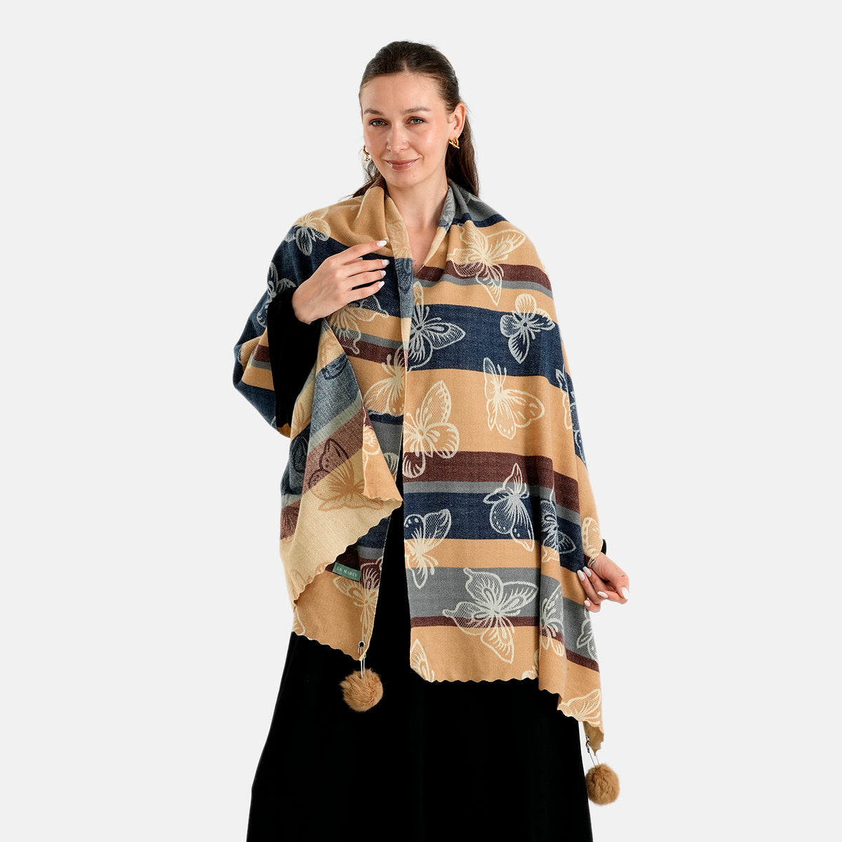 La Marey Signature Printed Scarf (Size - One Size) - Navy Blue 8686859 0