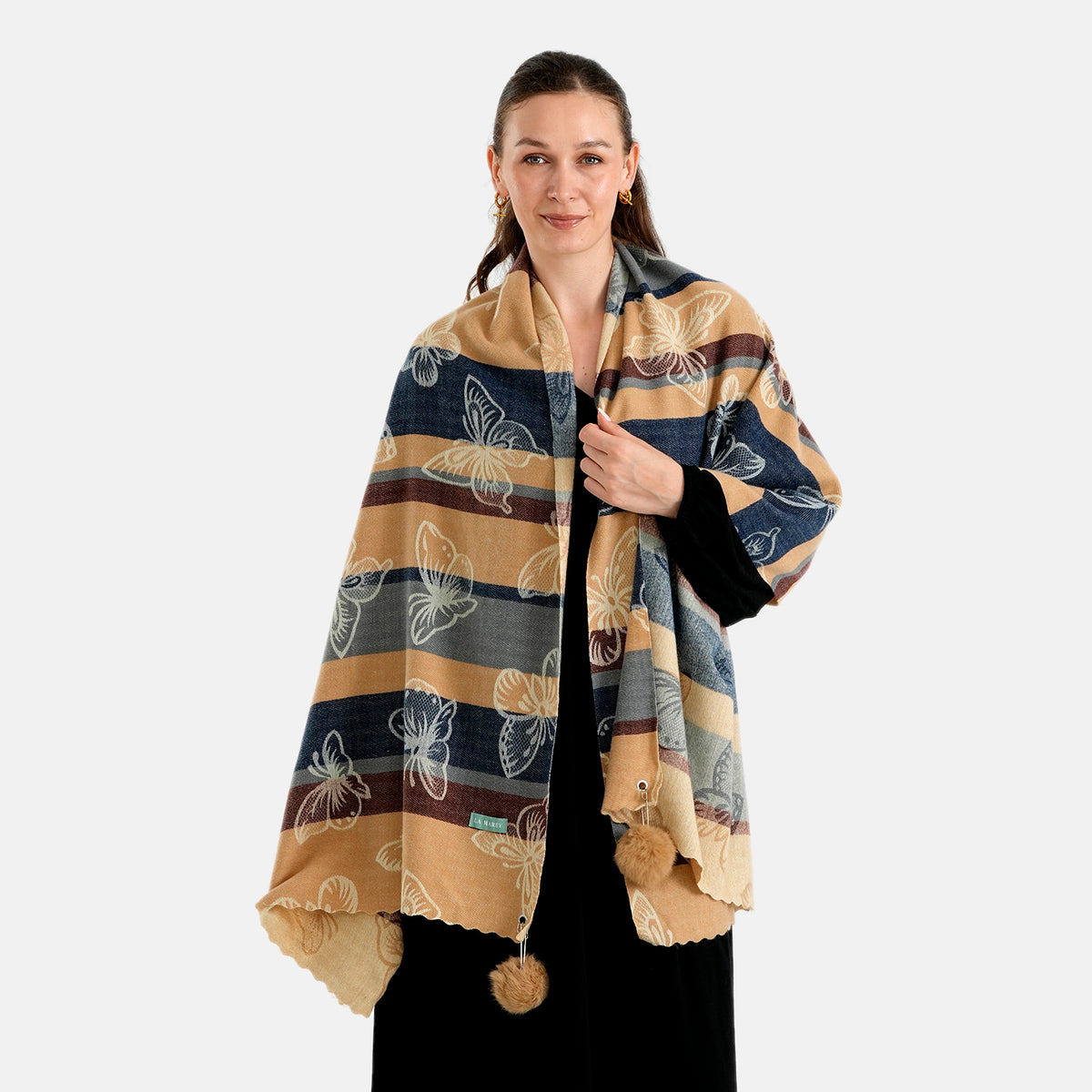 La Marey Signature Printed Scarf (Size - One Size) - Navy Blue 8686859 1