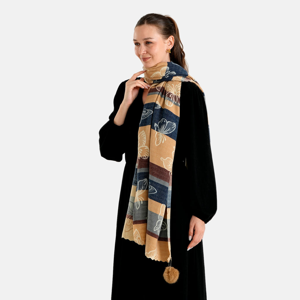 La Marey Signature Printed Scarf (Size - One Size) - Navy Blue_8686859_4
