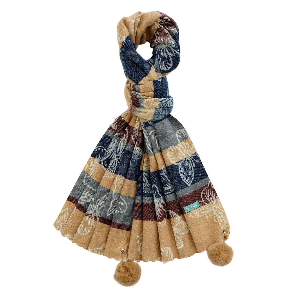 La Marey Signature Printed Scarf (Size - One Size) - Navy Blue_8686859_5
