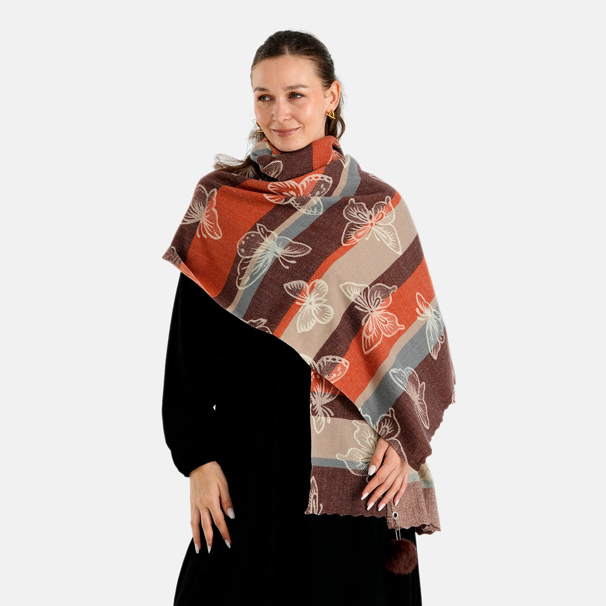 La Marey Signature Printed Scarf (Size - One Size) - Brownish Red 8686861 3