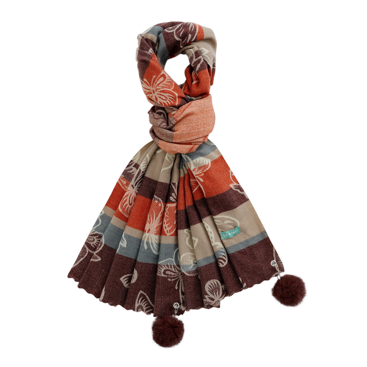 La Marey Signature Printed Scarf (Size - One Size) - Brownish Red 8686861 5
