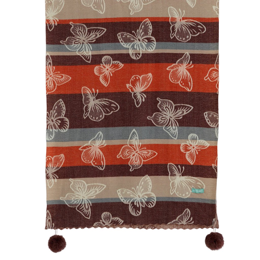 La Marey Signature Printed Scarf (Size - One Size) - Brownish Red_8686861_6