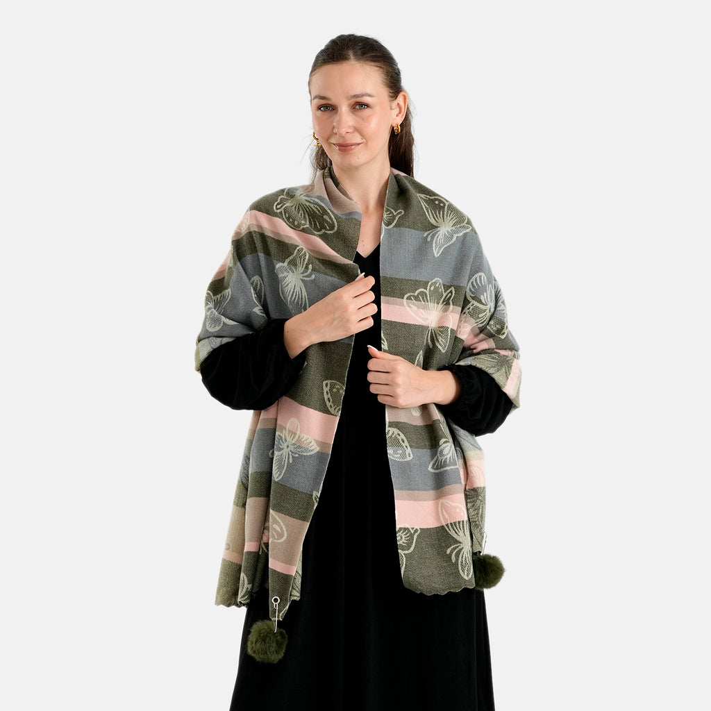 La Marey Signature Printed Scarf (Size - One Size) - Dark Green_8686953