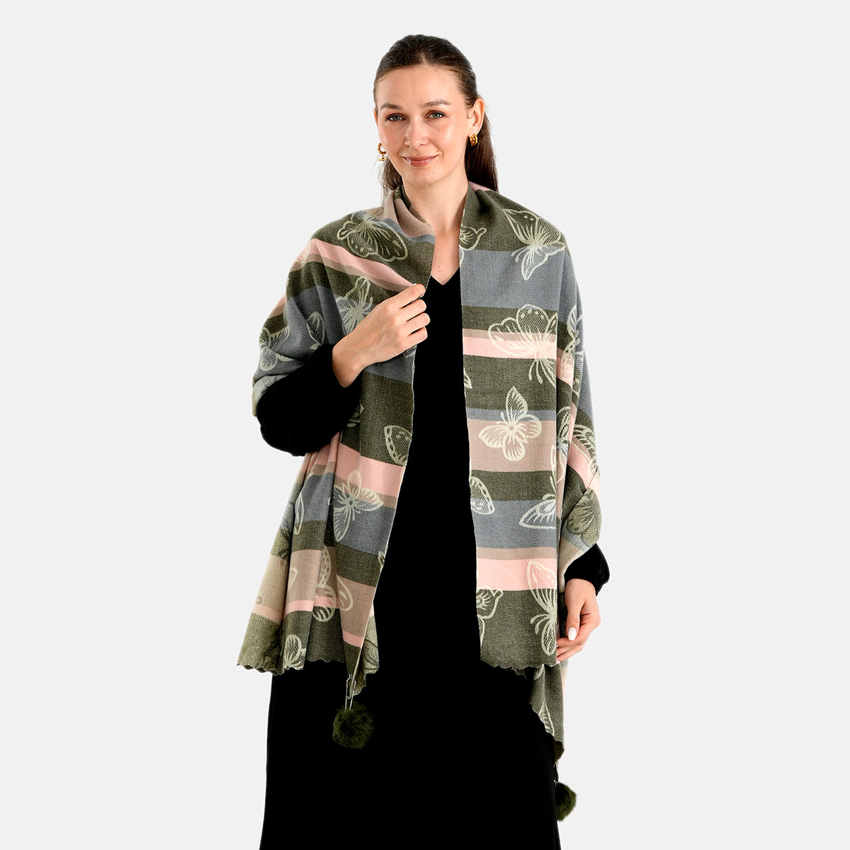 La Marey Signature Printed Scarf (Size - One Size) - Dark Green 8686953 1