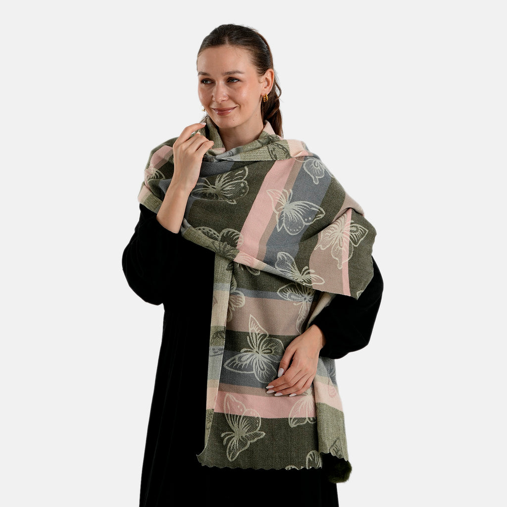 La Marey Signature Printed Scarf (Size - One Size) - Dark Green_8686953_2