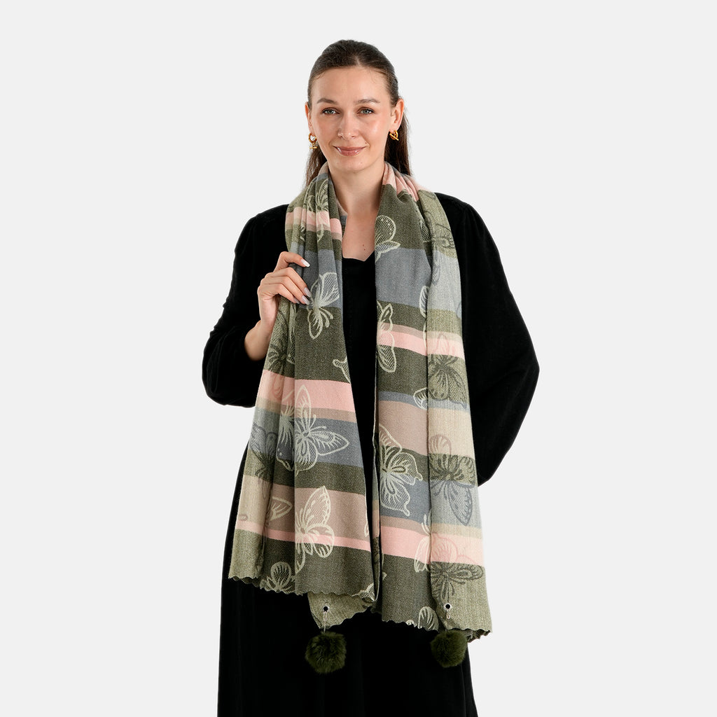 La Marey Signature Printed Scarf (Size - One Size) - Dark Green_8686953_3