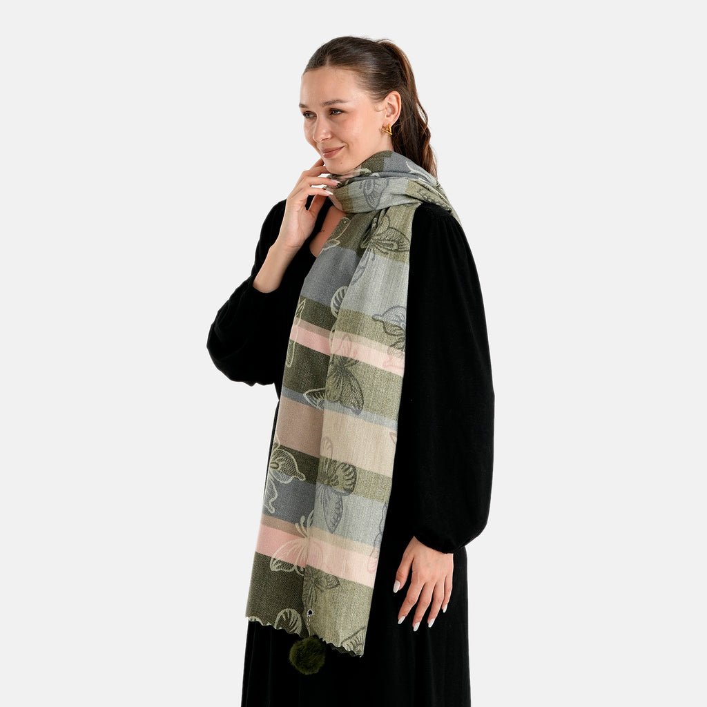 La Marey Signature Printed Scarf (Size - One Size) - Dark Green_8686953_4