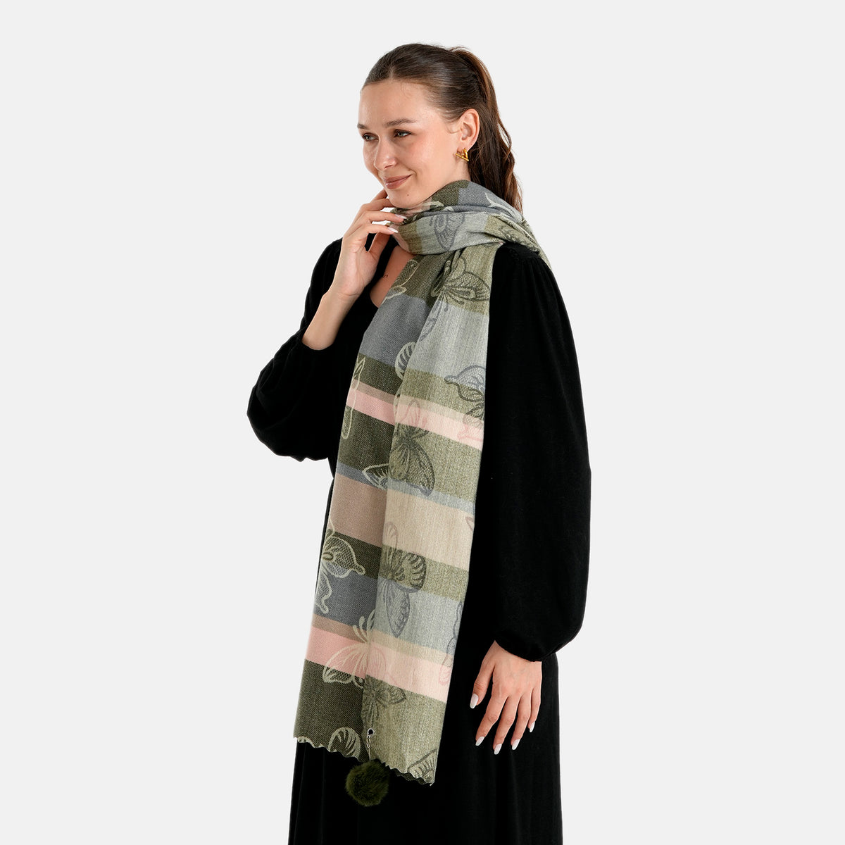 La Marey Signature Printed Scarf (Size - One Size) - Dark Green 8686953 4