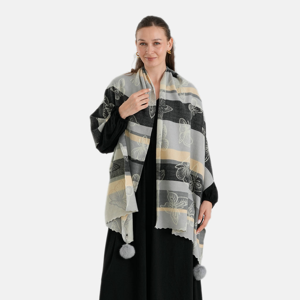 La Marey Signature Printed Scarf (Size - One Size) - Black Grey_8686960