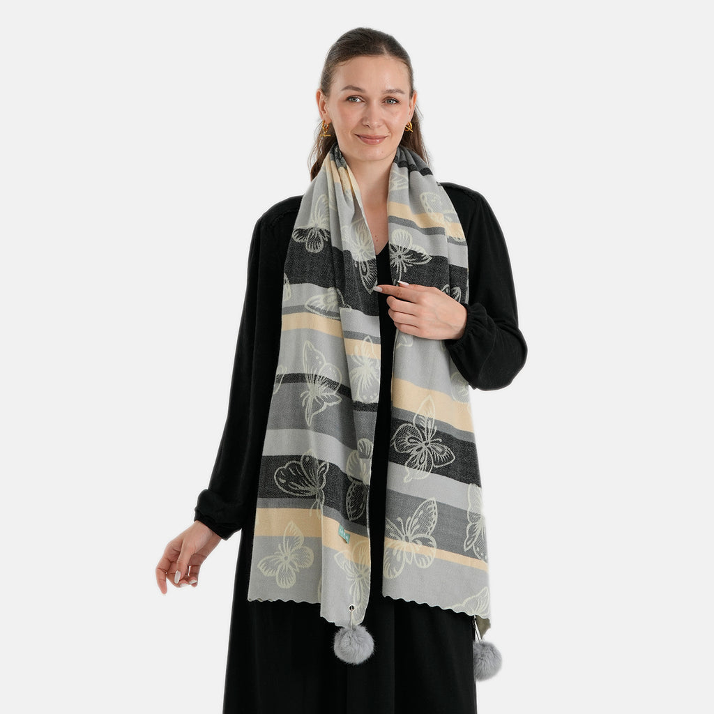 La Marey Signature Printed Scarf (Size - One Size) - Black Grey_8686960_2