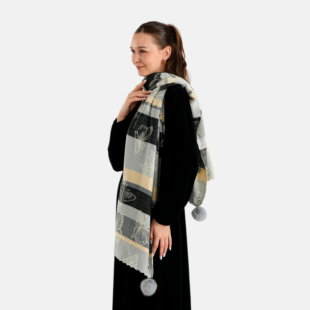 La Marey Signature Printed Scarf (Size - One Size) - Black Grey_8686960_4