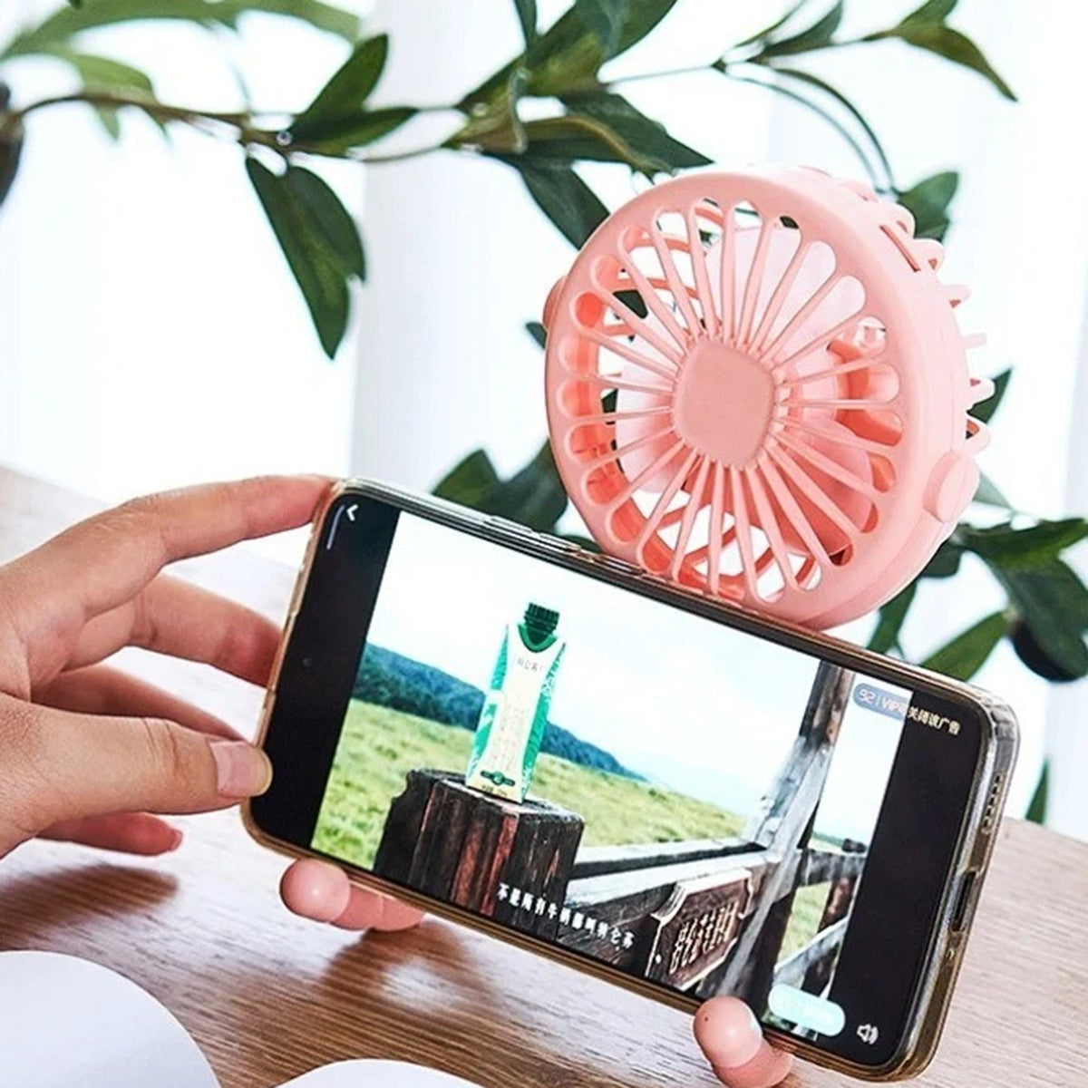 Handheld Grip Fan - Pink V32637778 1