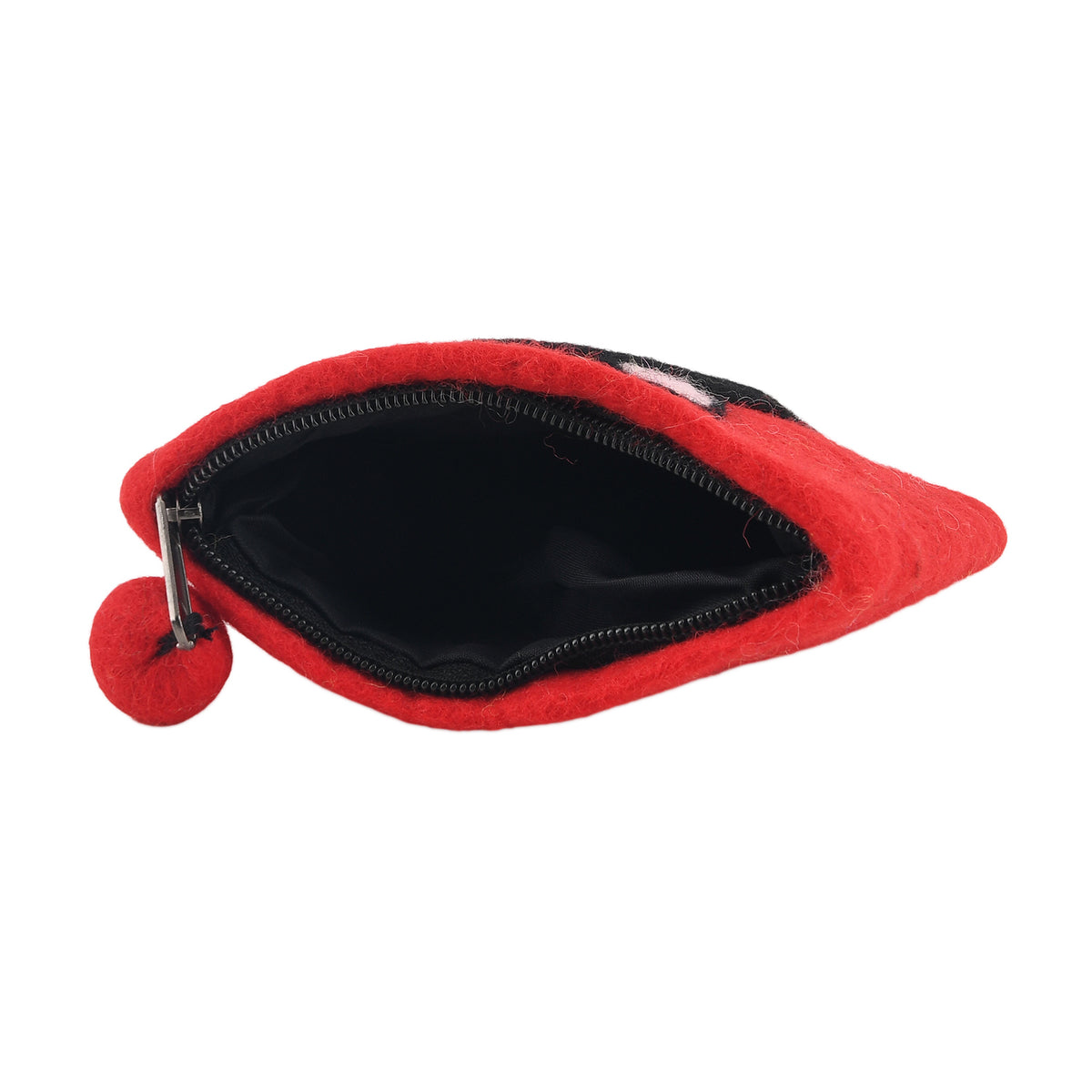 Designer Wool Cat Motif Compact Zipped Wallet - Red 8687774 5