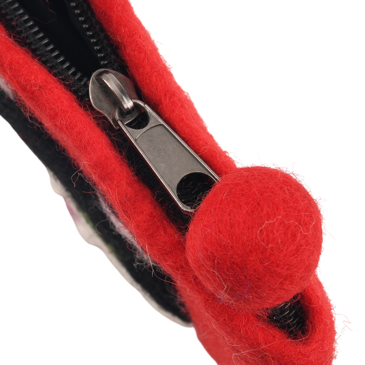 Designer Wool Cat Motif Compact Zipped Wallet - Red 8687774 6