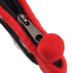 Designer Wool Cat Motif Compact Zipped Wallet - Red_8687774_5