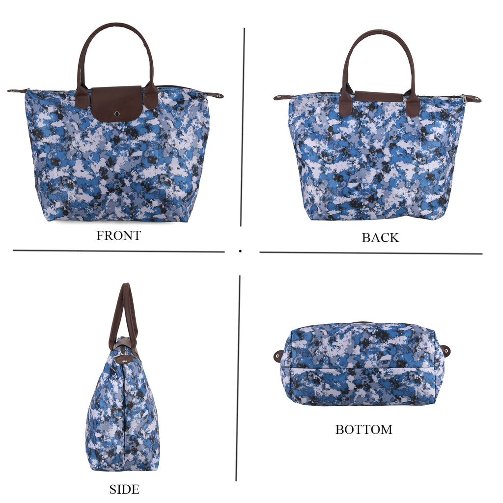 Patterned Tote Bag (Size 49x36x18 cm) - Blue White_8687965_3