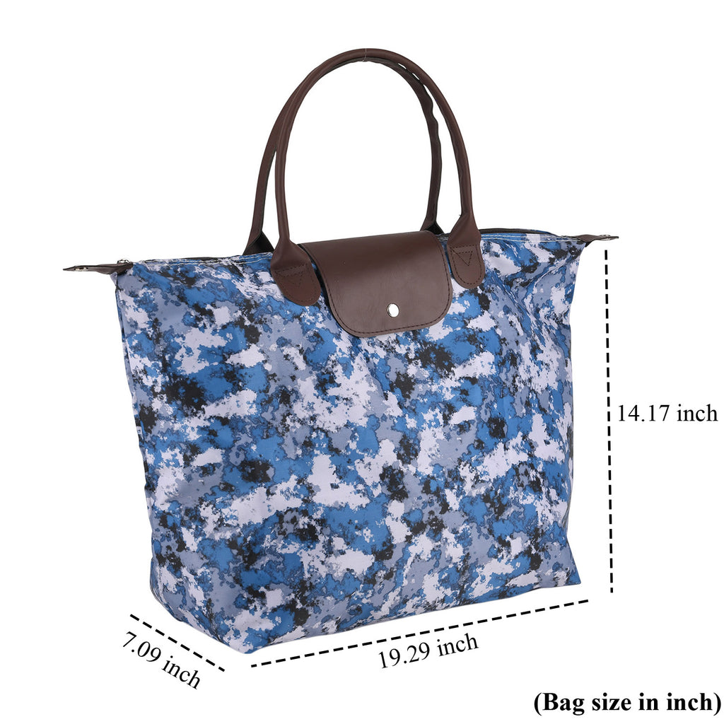 Patterned Tote Bag (Size 49x36x18 cm) - Blue White_8687965_6
