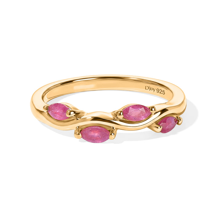 D'Joy - Garden Collection African Ruby Leaf Ring in 18K Vermiel Yellow Gold Plated Sterling Silver 8688087 1