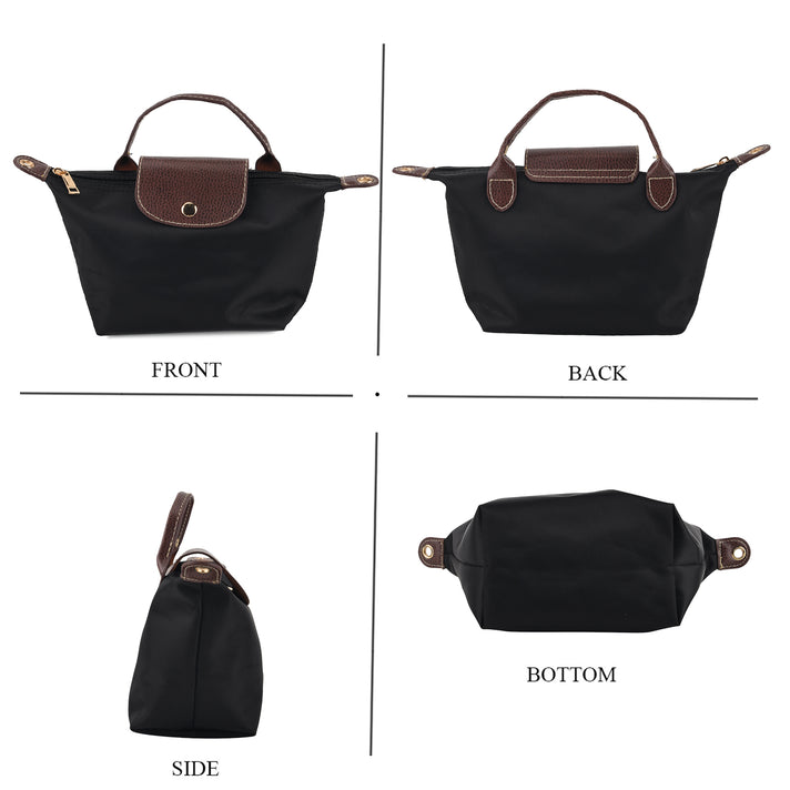 Set of 2 Ladies Lightweight Crossbody Shoulder Bag with Leather Trim - Black 8688129 2