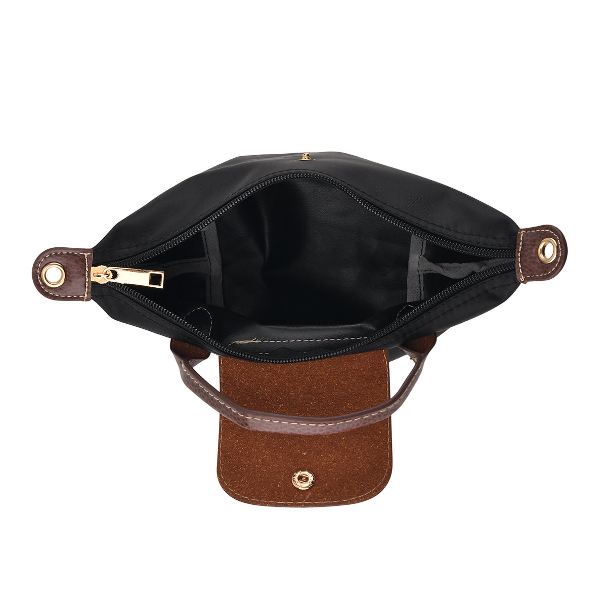 Set of 2 Ladies Lightweight Crossbody Shoulder Bag with Leather Trim - Black 8688129 5