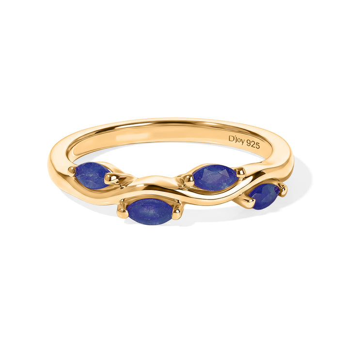 D'Joy - Garden Collection Blue Sapphire Leaf Ring in 18K Vermeil Yellow Gold Plated Sterling Silver 8688151 1