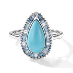 Luxuriant Blue Turquoise, Lab Grown Blue Diamond, Lab Grown Diamond Halo Ring in Rhodium OverlaySterling Silver  2.993  Ct._8688226