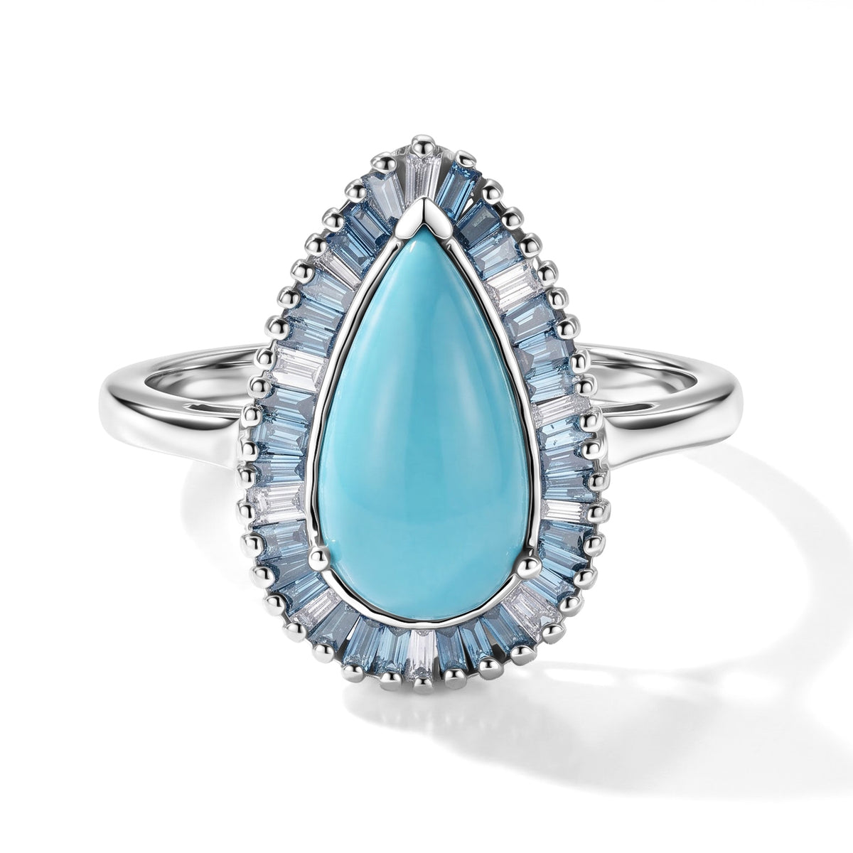 Luxuriant Blue Turquoise, Lab Grown Blue Diamond, Lab Grown Diamond Halo Ring in Rhodium OverlaySterling Silver  2.993  Ct. 8688226 0