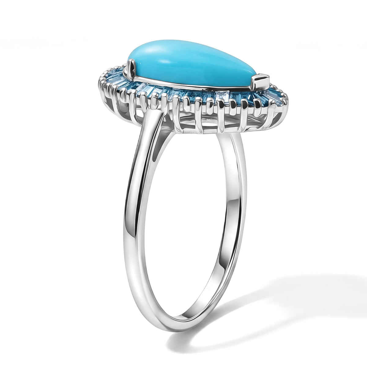 Luxuriant Blue Turquoise, Lab Grown Blue Diamond, Lab Grown Diamond Halo Ring in Rhodium OverlaySterling Silver  2.993  Ct. 8688226 3