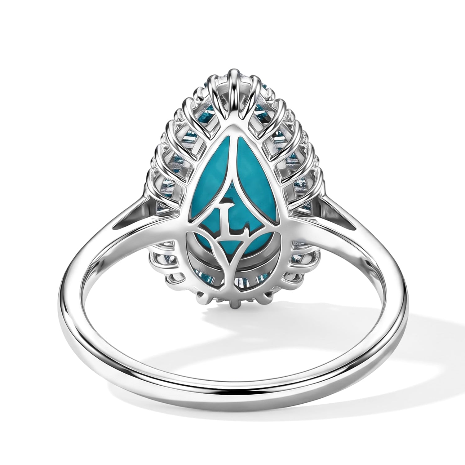 Luxuriant Blue Turquoise, Lab Grown Blue Diamond, Lab Grown Diamond Halo Ring in Rhodium OverlaySterling Silver  2.993  Ct. 8688226 4