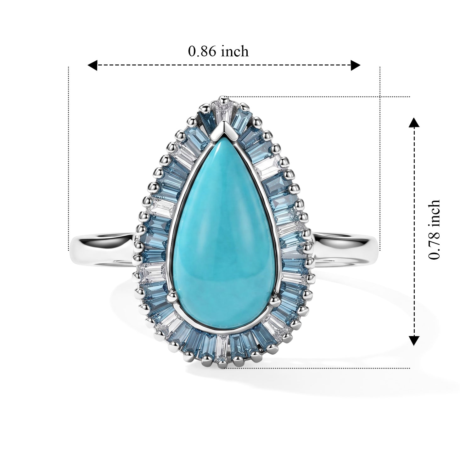 Luxuriant Blue Turquoise, Lab Grown Blue Diamond, Lab Grown Diamond Halo Ring in Rhodium OverlaySterling Silver  2.993  Ct. 8688226 5