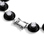 D'Joy - Moissanite & Dyed Black Jade Bracelet (Size - 7.5) in Rhodium Overlay Sterling Silver 51.90 Ct, Silver Wt. 10.00 Gms_8688593_3