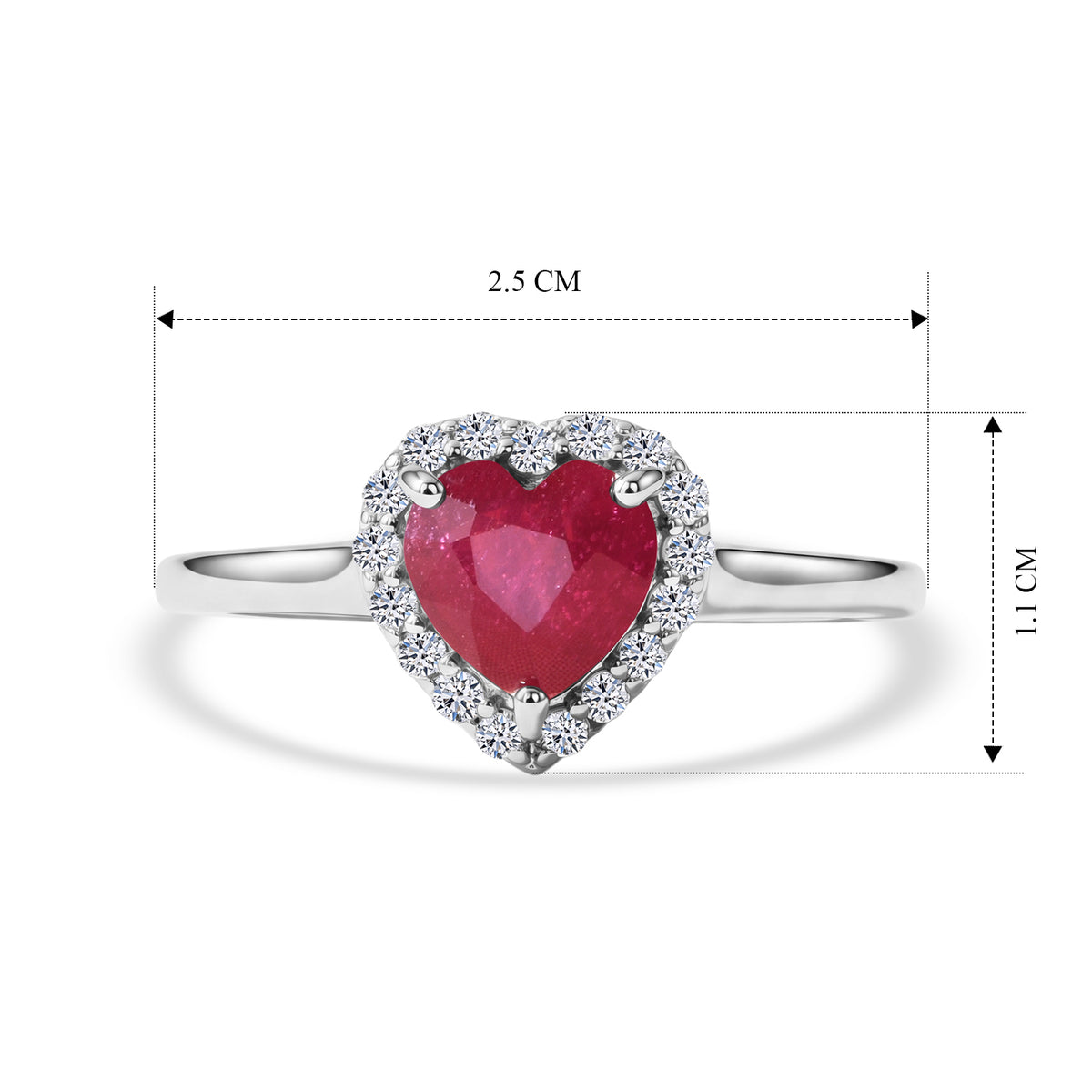 Premium African Ruby &amp; Luxuriant Lab Grown Diamond Halo Heart Ring in Rhodium Overlay Sterling Silver 2.18 Ct. 8688646 6