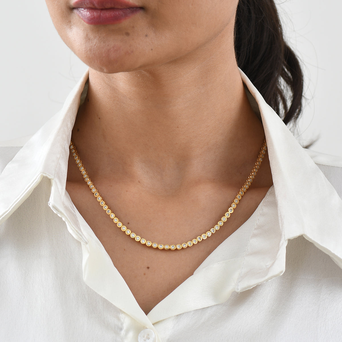 Rachel Galley - SGL Certified Lab Grown Diamond (SI-G-H) Necklace(Size - 20) with GB Lock Box in 18K Vermeil Yellow Gold Plated Sterling Silver 5.75 Ct, Silver Wt. 21.23 Gms 8688920 2