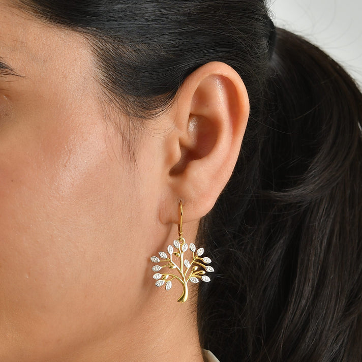 EverTrue - Natural White Diamond Tree of Life Earring with Lever Back 8688949 2