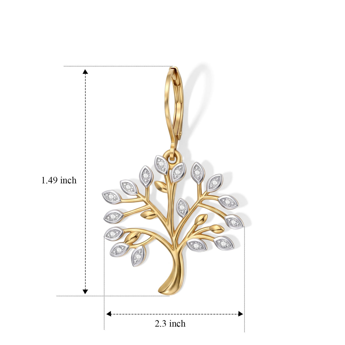 EverTrue - Natural White Diamond Tree of Life Earring with Lever Back V32575605 5