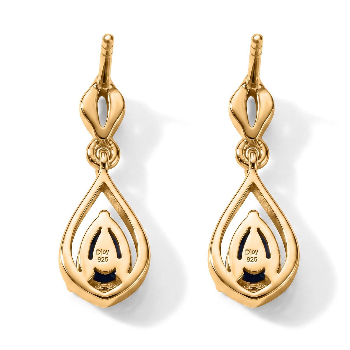 D'Joy -  AAA Natural Kashmir Kyanite Dangling Earring with Push Post in Yellow Gold Plated Sterling Silver 1.10 Ct. V32575863 5