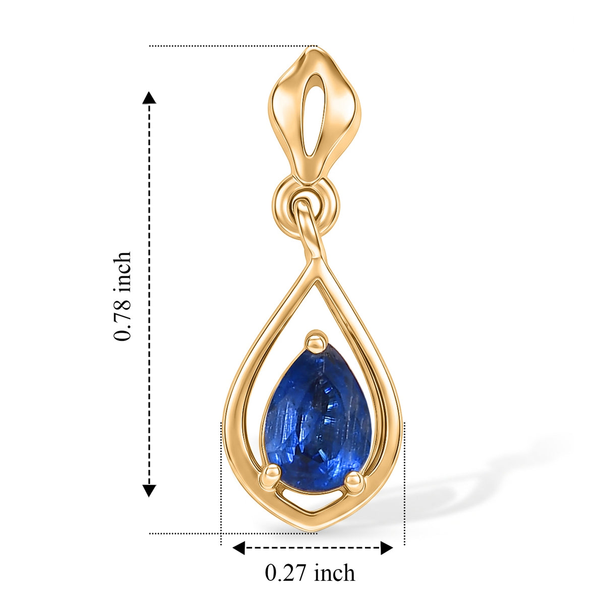 D'Joy -  AAA Natural Kashmir Kyanite Dangling Earring with Push Post in Yellow Gold Plated Sterling Silver 1.10 Ct. V32575863 6